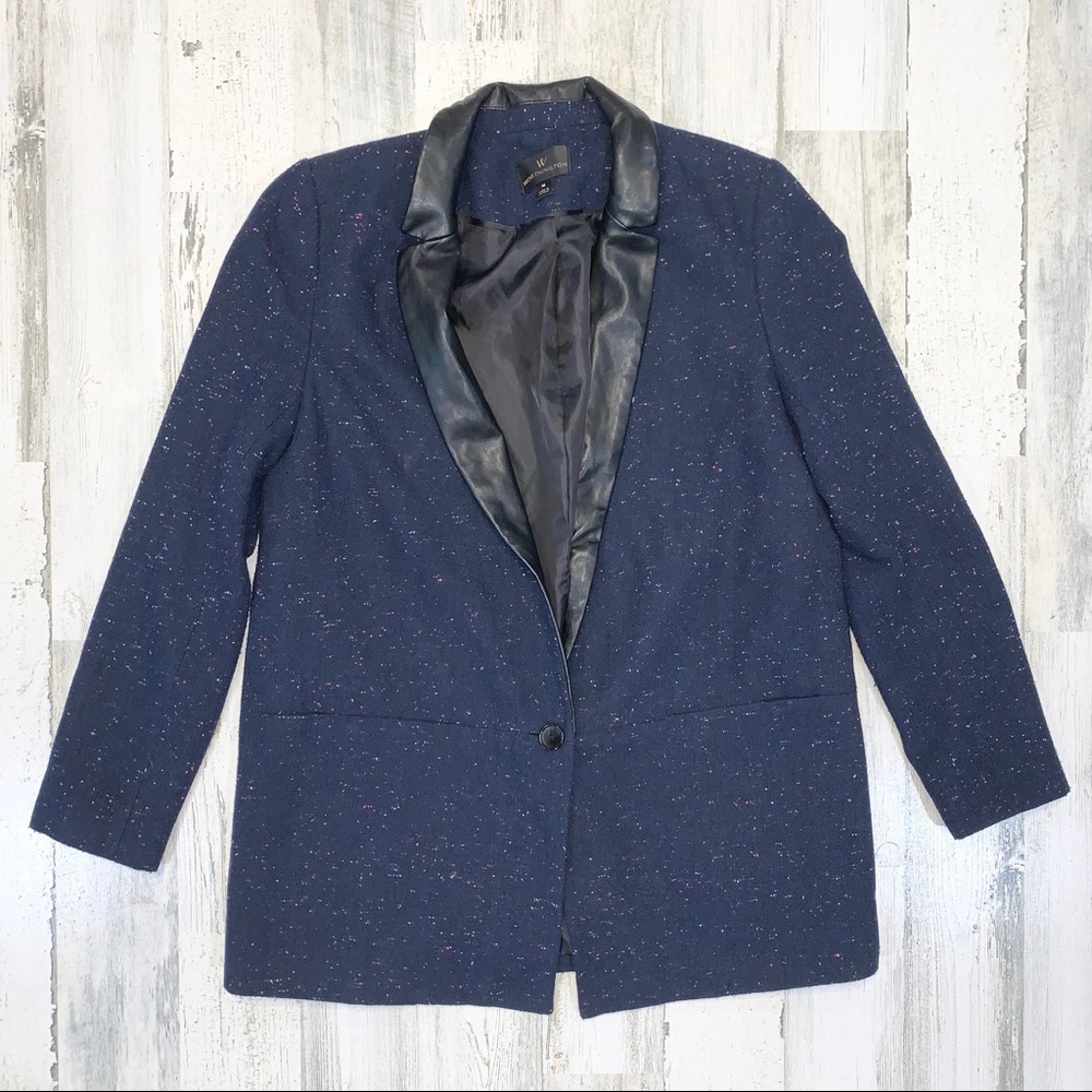 Worthington | Navy Blue Wool Leather Blazer